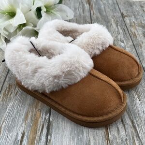 Toddler Girls Faux Fur Slippers Shoes Size 9-10
